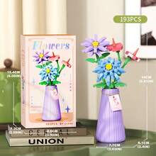 12 Styles Building Block Eternal Flower Vase Desktop Decor, Assembled Building Blocks, Small Particle Micro Building Block Flowers, Rose Sunflower Artificial Flower Model, Birthday Gift, Holiday Gift - Multicolor - View 14