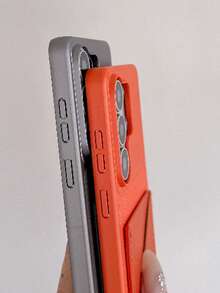 Luxury Card Slot Faux Leather Shockproof Phone Case Compatible With Samsung Galaxy S26Ultra S25Ultra S24Ultra S26Plus S23Ultra S26 S25Plus Protection Wallet Card Holder Back Cover - Orange - View 4