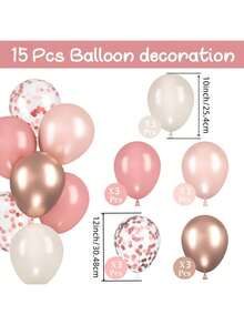 30pcs Rose Gold Vintage Pink Balloons | Pink And White Balloon Combination With Metallic Rose Gold Confetti Balloons, Suitable For Girls, Women's Birthday, Bohemian Style Wedding, Coming Of Age, Engagement, Gender Reveal Party, Princess Party, Graduation Ceremony - Multicolor - View 4