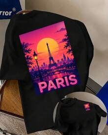 T-shirt estive: T-shirt casual da uomo con stampa Miami - Stampa su entrambi i lati, leggermente elasticizzata - Nero 9 - Visualizzare 1