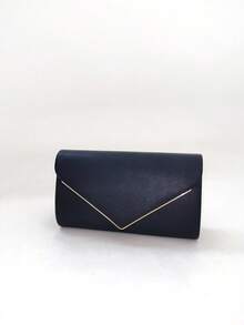 LJDCRFT Tas Malam Model Amplop yang Elegan dan Minimalis dengan Dekorasi Trim Logam, Aksesori Bergaya untuk Pernikahan, Prom, dan Pesta. - Hitam - View 6