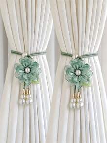 2/4pcs Realistic Rose Curtain Tiebacks, Vintage Romantic Curtain Ropes, Lifelike Flower Curtain Tiebacks, Elegant Design, No Drilling Required Decorative Curtain Hanging Ropes, Suitable For Bedroom, Living Room, Wedding, Anniversary Dinner Decoration, Garden Style - Multicolor - View 3