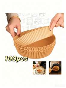 25/50/100/200pcs Square Disposable Air Fryer Liners, Paper Air Fryer Liners, Paper Basket Bowls, Baking Trays, Oven Accessories, Baking Tools, Kitchen Gadgets, Kitchen Accessories - Natural Round - View 10