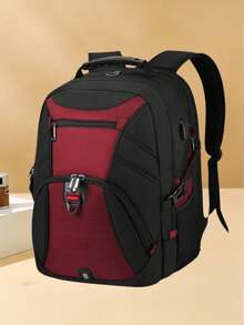 Large Capacity 17.3 Inch Laptop Backpack Anti-Theft TSA Certified Travel Backpack With USB Charging Port Waterproof College Use Gaming Backpack Unisex 17.3 Inch Laptop Bag Black And Red - Multicolor - View 10