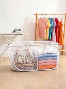 Classic Horizontal 2-Compartment, 3-Compartment Ironing Dirty Clothes Basket Laundry Basket, Multi-Functional Clothing Storage Basket, Multi-Scenario Ironing Laundry Basket, Clothing Storage Basket, Miscellaneous Storage Basket, Suitable For Home, Living Room, Dormitory, Laundry Room. 5 Colors And 3 Models (1-Compartment, 2-Compartment, 3-Compartment) Available - Multicolor - View 5