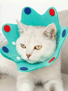 1pc Yellow Crown Polka Dot Pet Recovery Elizabeth Collar, Adjustable Non-Irritating Felt Cat Neck Collar, Anti-Scratch Anti-Bite, Suitable For Pet Grooming And Birthday Party Decoration - Multicolor - View 8