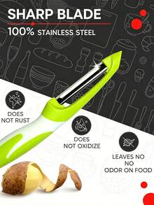 2/1 Pc ,Universal Vegetable Peeler,Minimizes Fruit Vegetable Peel Waste,Thin Clean One Pass Peeling,Prevents Oxidation And Food Odor, Stainless Steel Blade,Lightweight Non Slip Ergonomic Handle,Comfortable Easy Grip For Daily Kitchen Use - Multicolor - View 4