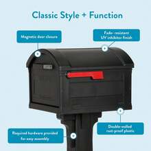 Extra Large Black Plastic Mailbox And Post Kit Durable Weather Resistant Outdoor Mailbox System - A - View 5