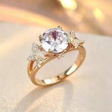 1pc Elegant Countryside Style Butterfly Design Cubic Zirconia Women's Ring, Casual Gift - Multicolor - View 1