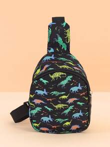 1PC Toddler Boy Cartoon Dinosaur, Construction Vehicle, Tiger Pattern Chest Bag, Mini One Shoulder Crossbody Bag, Adjustable Strap, Lightweight Outdoor Travel Small Wallet, Suitable For Toddler Daily And School Casual Bag, Can Be Given As A Gift - Multicolor - View 8