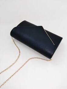 LJDCRFT Tas Malam Model Amplop yang Elegan dan Minimalis dengan Dekorasi Trim Logam, Aksesori Bergaya untuk Pernikahan, Prom, dan Pesta. - Hitam - View 5