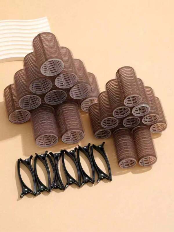Self-Adhesive Hair Roller Set, Includes 5 Hair Rollers And 5 Hair Clips, Salon-Grade Curling Iron, Suitable For DIY Hairstyle Design, Heatless Hair Rollers