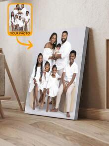 Personalized Wooden Frame Canvas Wall Art, Custom Family Portrait And Action Photo Print, Suitable For Living Room, Bedroom, Home Office Decor, Anniversary Gift - Multicolor - View 7