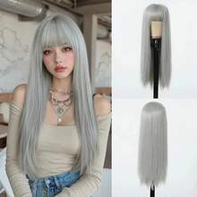 Peluca roja de cabello largo y liso para mujer, de fibra resistente al calor, adecuada para cosplay diario y fiestas de Halloween. - S613/ORANGE/35 - Ver 1