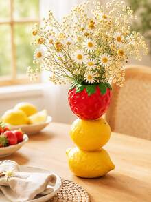 1pc Resin Strawberry Planter Decor, Handmade Faux Strawberry Indoor/Outdoor Ornament, Resin Material, Bohemian Style Home Decor Gift, Birthday/Graduation Present - Multicolor - View 8