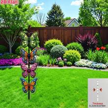 1pc Acrylic Butterfly Garden Stake | Rustic Style, Multi-Color Decorative, Suitable For Garden, Yard, Balcony And Other Outdoor Decor - B - View 3