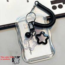 1pc Star Pattern Transparent Card Holder Keychain, Acrylic/PC Wear-Resistant Photo Card Holder, With Spring Rope, Anti-Deformation Creative Case, Suitable For Photo Cards, Bus Cards, Subway Cards And Student Cards, Back To School Supplies - One Size - View 12