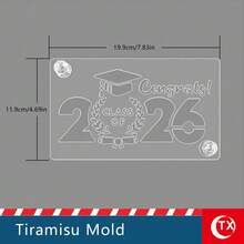 1pc Transparent Acrylic Tiramisu Cake Stencil, Personalized Tiramisu Cake Printing Mold, Creative Cake Mold, Hollowed-Out Blessing Phrase Design Template, Easy To Use, Clear Pattern, Reusable,Suitable For Graduation Party Cake Decoration - View 10
