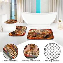 1pc/4pcs Autumn Harvest Country Farmhouse Turkey & Pumpkin Pattern Multi-Functional Bathroom Decor Shower Curtain Set, Free 12 Hooks, Premium Holiday Atmosphere, Bathroom Mat, U-Shaped Floor Mat And Round Toilet Lid Cover, Suitable For All Scenes Decoration Bathroom Set - Autumn Harvest Turkey and Pumpkin - View 11