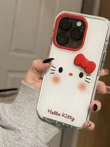 Sanrio 蝴蝶結 Hello Kitty 手機殼，適用 17/16 Pro Max，新款防摔可愛女孩風，適用 15/14/13，全包覆防震保護殼，附手工 DIY 水鑽蝴蝶結裝飾 - 彩色 - 查看 3