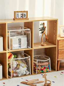 1pc Transparent Toy Storage Basket, Building Blocks Plush Toy Storage Box, Large Capacity Household Multifunctional Storage Bucket, Household Storage And Organization For Bedroom, Bathroom, Office, Desk - Transparent White Model - View 5
