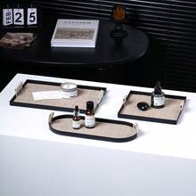 Luxury Metallic Leather Tray With Handle - Multi-Use Storage Organizer For Coffee Cups, Jewelry, Keys, Glasses, Cosmetics & More | Decorative Rectangular, Square & Oval Trays In Beige & Brown | Ideal For Home, Cafe, Party & Gifts - Storage Tray - View 7