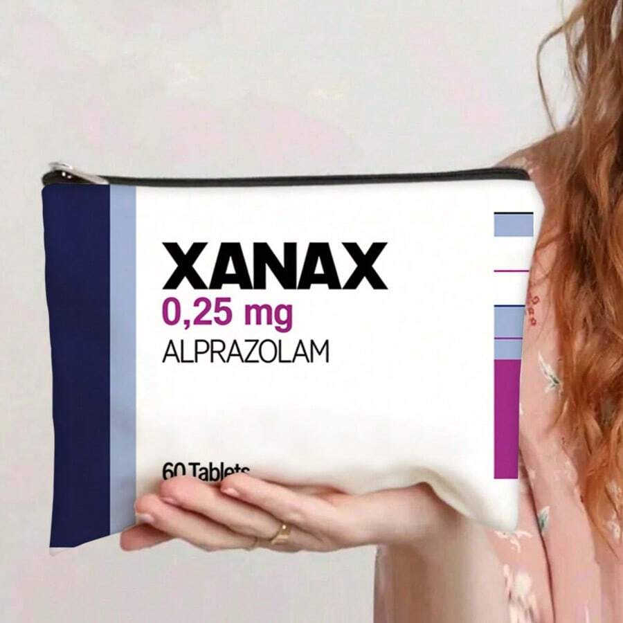 Funny Medical Humor Xanax Pill Bottle Print Makeup Bag - Alprazolam Medicine Design Cosmetic Pouch - Multicolor - View 1