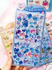 15pcs Original Q-Lia 3D Puffy Epoxy Stickers Kawaii Cartoon Raised Bubble Sticker DIY Journal Phone Case Kids Toy Decoration - Multicolor - View 9