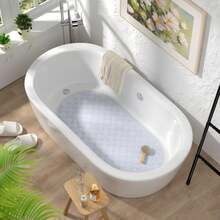 Clear Oval Anti-Slip Tub Mat Size 68*38cm, Suction Cup Design, Washable Bathroom Shower Floor Pad - 1Pc - View 6