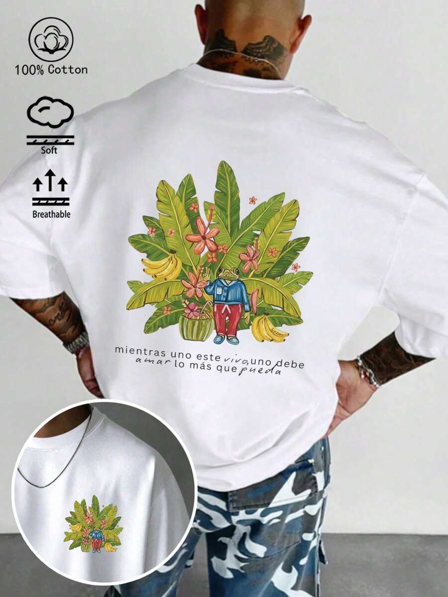 Herren Slim Fit T-Shirt Puerto Rico Rabbit "DtMF" mit einzigartigem lustigem Frosch-Print, lässiges Outfit für Urlaub, Reisen und Strand. - Blanc 5 - Übersicht 1