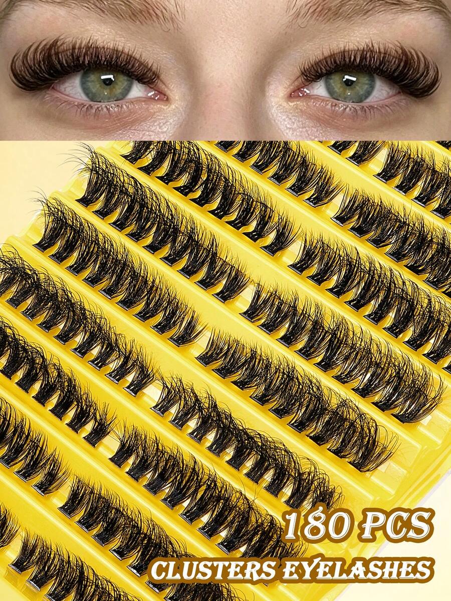MAANGE 180簇單簇假睫毛 60D DIY接睫毛 自然仙女分段睫毛 混色濃密簇睫毛 柔軟輕盈 易佩戴 適合居家化妝 女性彩妝愛好者佳禮