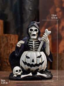 1pc/3pcs Gothic Skull Desktop Decor, Crow Hand Candle Holder, Pumpkin Grim Reaper Statue, Haunted Tiered Tray, Halloween Dark Aesthetic Witch Style, Fireplace Mantel Shelf, Cosplay Party Holiday Decoration Gift, Housewife Friend Style, Spooky Indoor Home Decor Ornament - style 1 - View 11