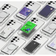 1pc Magsafe Magnetic Transparent Wallet Card Holder Stand, Compatible With IPhone 17 Air 13 12 11 14 15 16 Pro Max Plus S26 Ultra 24 - Phone Case Card Slot Protective Cover - Clear - View 8