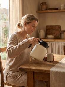 1.5L Insulated Thermal Coffee Carafe, Large Capacity Stainless Steel Tea Pot With Wooden Handle For Home Office Daily Use - Multicolor - View 5