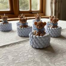 SILIKE LUFEI 2pcs Sitting Bear & 2-Layer Rope Candle Holder Silicone Mold, Suitable For Resin, Plaster, Candle, Aromatherapy Products, Home Decor, Wedding Tabletop Display - Silicone Mold - View 5