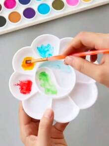 20pcs Plastic Flower-Shaped Palette Set, 3 Sizes, Suitable For All Levels Of Artists, Portable Painting Tray, Applicable For Acrylic/Oil/Watercolor, Suitable For Children And Adults, Classroom And Home Art Projects, Easy To Clean, Stackable Design - 20-piece Color Palette - View 1
