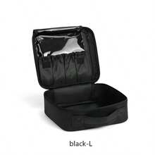 Large-Capacity Professional Cosmetic Case, Can Be Attached To A Trolley Case, Multi-Functional Shoulder And Double-Shoulder Makeup Artist Cosmetic Storage Box, Beauty And Nail Art Storage Box, Bedroom Room Decor, Back To School - Black - View 4
