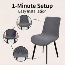 1PC Waffle Shell Chair Cover, Elastic One-Piece Dining Chair Slipcover, Full Coverage, All-Season, Removable Washable, Anti-Cat Scratch, Durable Wear-Resistant, Machine Washable, Suitable For Home, Restaurant, Hotel, Conference - 1PC - View 5