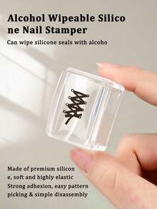 1PC Square Transparent Silicone Nail Stamp Set, High Transparency, Alcohol-Wipeable, Suitable For Large Steel Plates. Includes A Rectangular Gel Nail Stamp, A Scraper, And A Replacement Silicone Stamp Head. - Multicolor - View 3