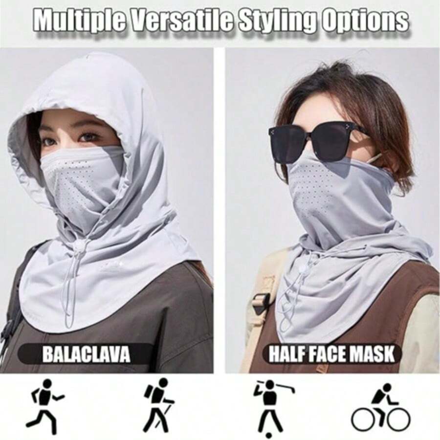 1 buah Masker Wajah Pelindung Matahari untuk Bersepeda, Pelindung Leher, Pelindung Matahari Terintegrasi, Pelindung Wajah, Pelindung Leher, Syal Tahan UV, Handuk Wajah Bernapas, Penutup Telinga dan Leher - MultiWarna - View 1