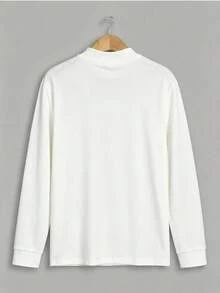 GRDR Men's Casual Mock Neck Long Sleeve T-Shirt | Daily Wear | Casual Commute Outfit - White - View 6