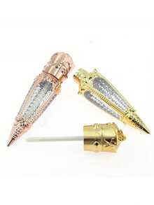 1pc Empty Lip Gloss Tube With Brush, Gold & Silver Carrot Shaped Refillable Lip Oil Container, Luxury DIY Travel Dispenser Bottle Accessory For Women - Multicolor - View 9