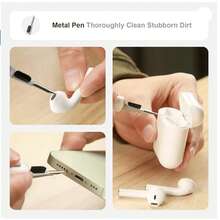Cleaner Kit For Airpods Pro Pro2 1 2 3 4Multi-Function Cleaning Pen With Soft Brush Flocking Sponge For Bluetooth Earphones Case Cleaning Tools White - A - View 4
