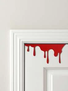 1pc Halloween Door Frame Decor, Scary Horror Style Red Dripping Design Door Corner Decoration, Home Decor Hanging Ornament, Hollow Seasonal Accessory, Suitable For Entry Door, Fireplace, Window, Thanksgiving, Halloween, Hallway, Wall, Holiday Display, Gift - 1 PC-a - View 9