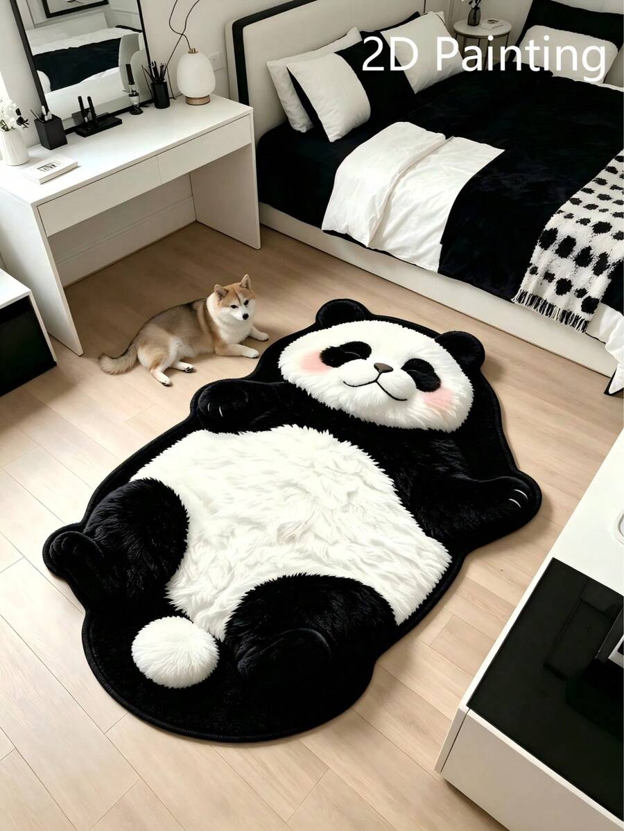 1 pieza Alfombra con patrón de panda, Alfombra de sala de estar, Alfombra, Alfombra de área, Alfombra de área pequeña, Tapete, Decoración del hogar, Alfombra grande de sala de estar, Alfombra redonda, Decoración del hogar de sala de estar, Decoración de la habitación, Alfombra lavable, Regalo de graduación - panda - Ver 1