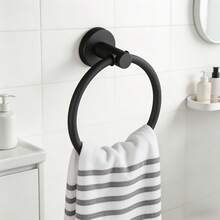1pc Wall-Mounted Towel Ring Holder, Bathroom Kitchen Storage Accessory, Drill-In Screw Installation, Durable Towel Hook Above Sink Countertop, Towel Rack - Towel Ring Rack - View 8
