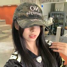 1pc New Korean Style Personalized Letter Camouflage Embroidered Baseball Cap, Small Face Effect, Fashion Casual Versatile Streetwear Cap For Women - Multicolor - View 6