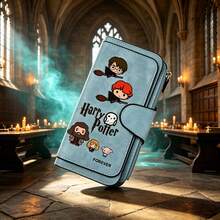 Warner Bros 1 pieza Nueva cartera de moda de la serie Harry Potter para mujer, plegable de gran capacidad de material PU, esencial para salidas diarias - A - Ver 4