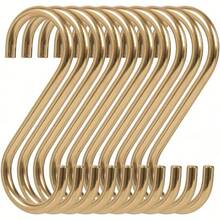 5/10pcs Gold S-Shaped Aluminum Alloy Hooks - Heavy Duty Design, Fashionable Modern Style, Suitable For Bathroom, Dressing Room, Kitchen, Garden - Perfect For Hanging Towels, Shawls And Accessories | Durable Metal Hooks - Gold - View 6