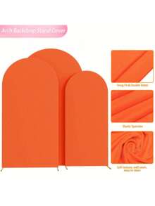 Orange Arch Backdrop 4ft/5ft/6ft/6.6ft/7.2ft Wedding Arch Set 2pcs Spandex Elastic Fabric Dome Arch Backdrop Birthday Party Wedding Arch Frame Decoration (Arch Frame Not Included, Only Fabric Backdrop) - Orange Color - View 7